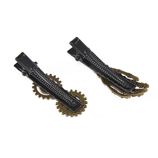 Vintage Gear Skeleton Hand Barrettes