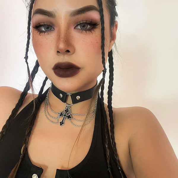 Summon Cross Choker Necklace