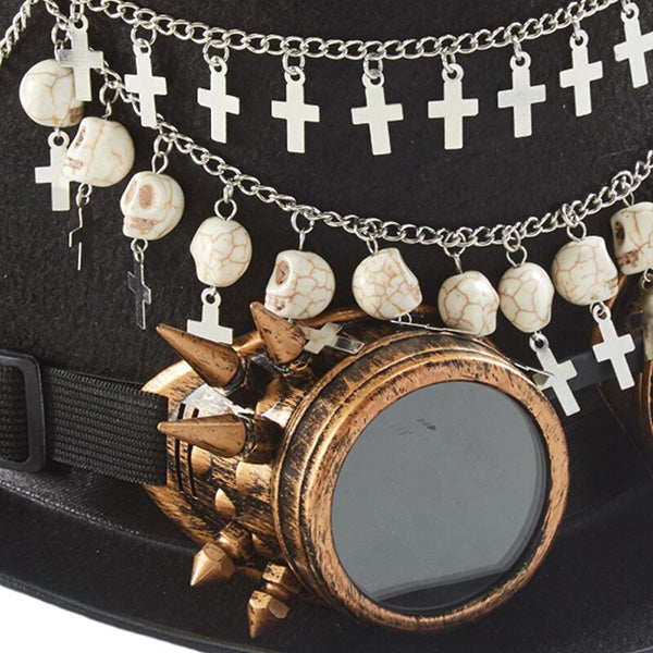 Steampunk Cross Magician Hat With Glasses