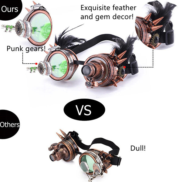 Black Feather Steampunk Goggles