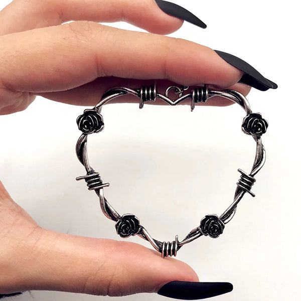 Rose Barbed Wire Heart Earrings