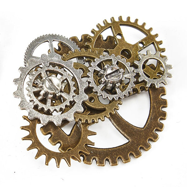 Vintage Punk Metal Gears Brooch