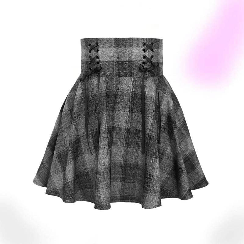 Bittersweet Gray Plaid Skirt