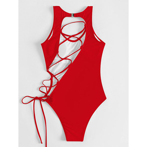 Hot Beat Lace Up Swimsuit