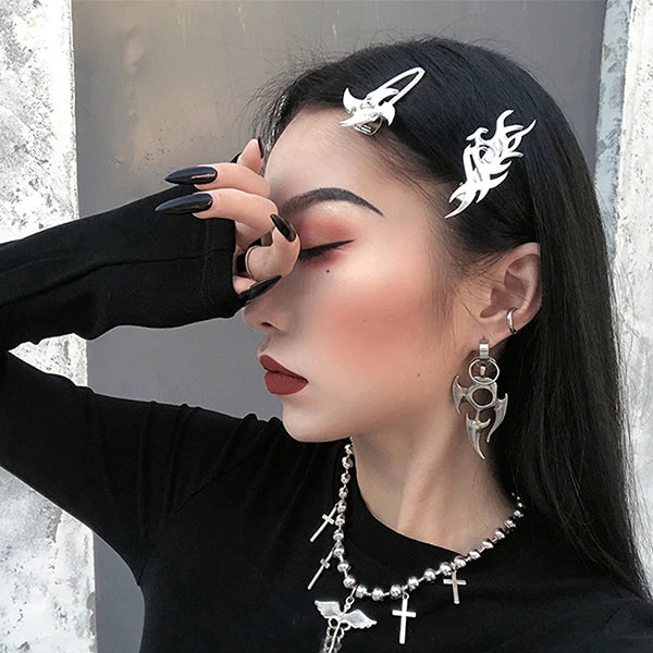 Dragon Flame Metal Hair Clips