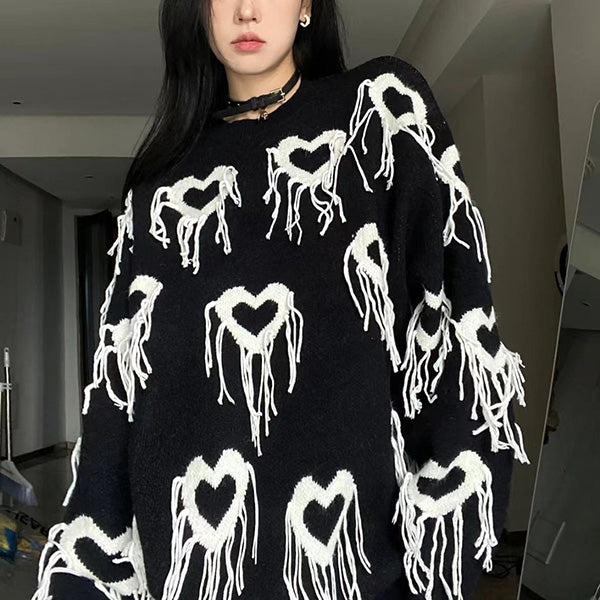 Heart Fringe Sweater