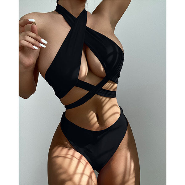 Aubree Crisscross Halter Wrap Bikini Set