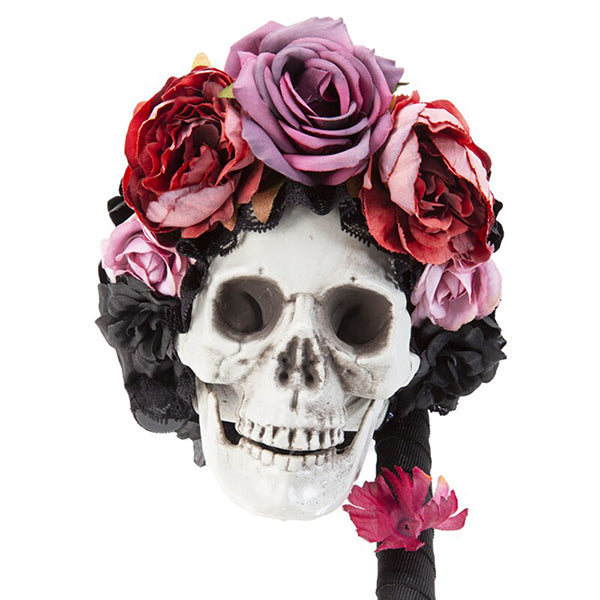 Floral Sugar Skull Walking Cane