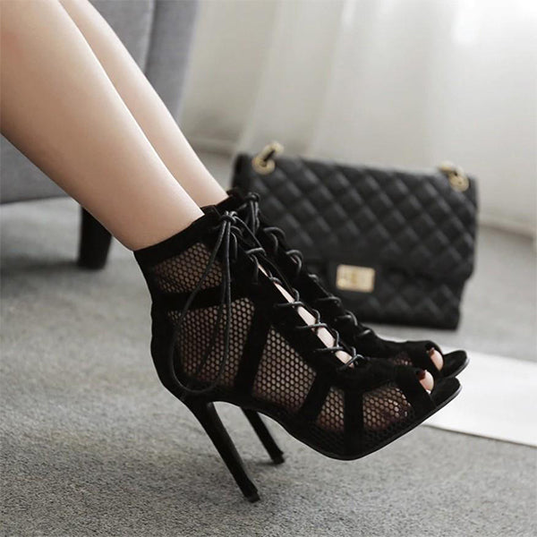 Gal Gothic Black Mesh Heels