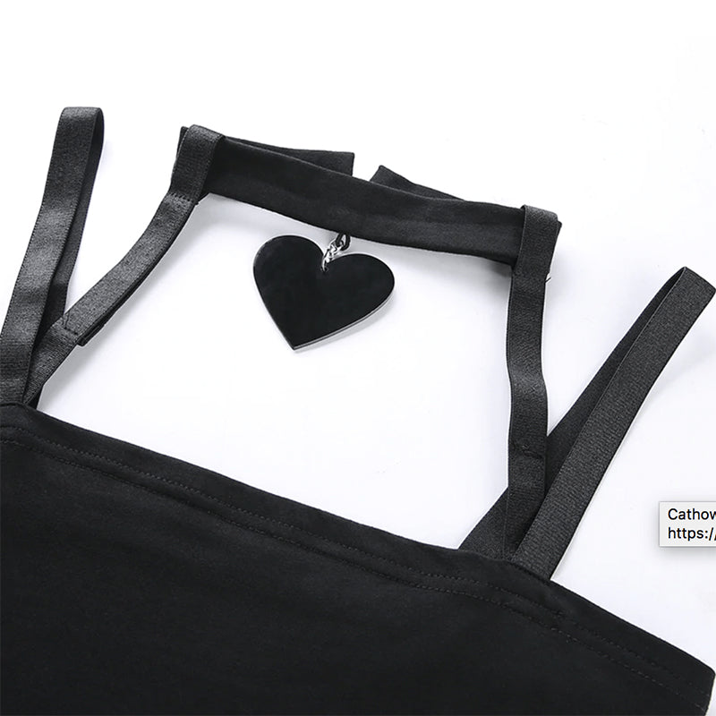 Black Heart Choker Top
