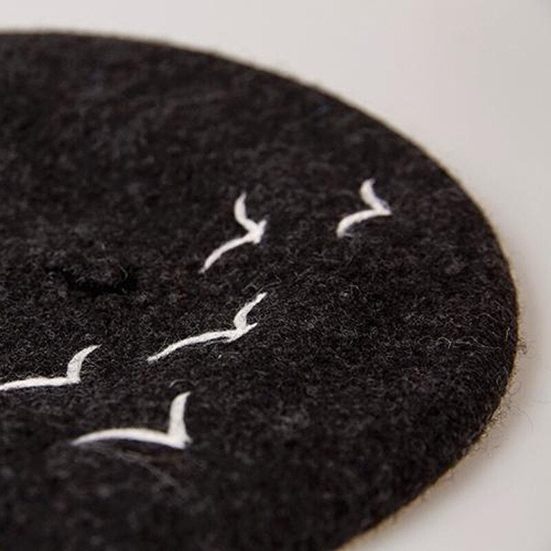Seagulls In Dark Beret Hat