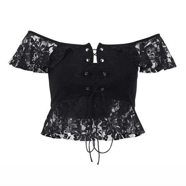 Gothic Black Lace Crop Top