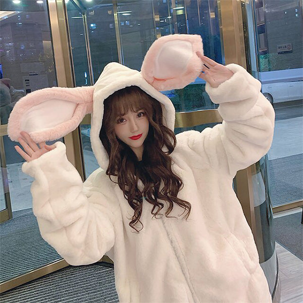 Snow Bunny Kawaii Hooded Coat