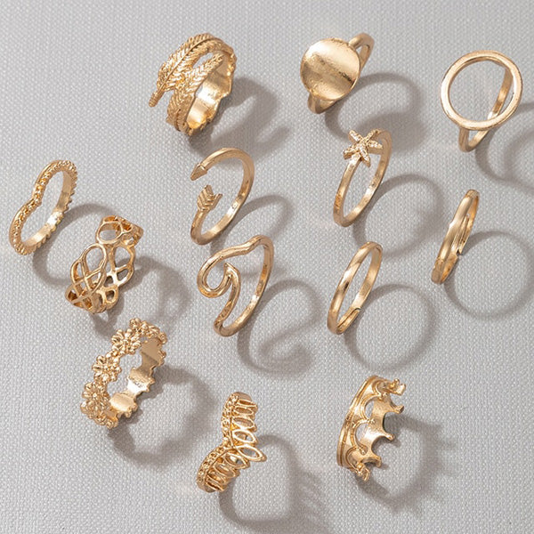 Thalassophile Vintage Geometric Ring Set