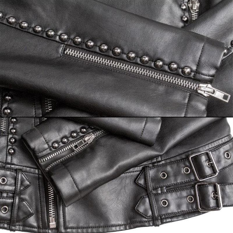 Fashionable Gothic Leather Motorcycle Jacket