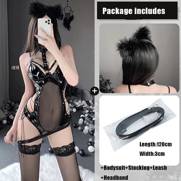 Wild Temptation Leather Bodysuit