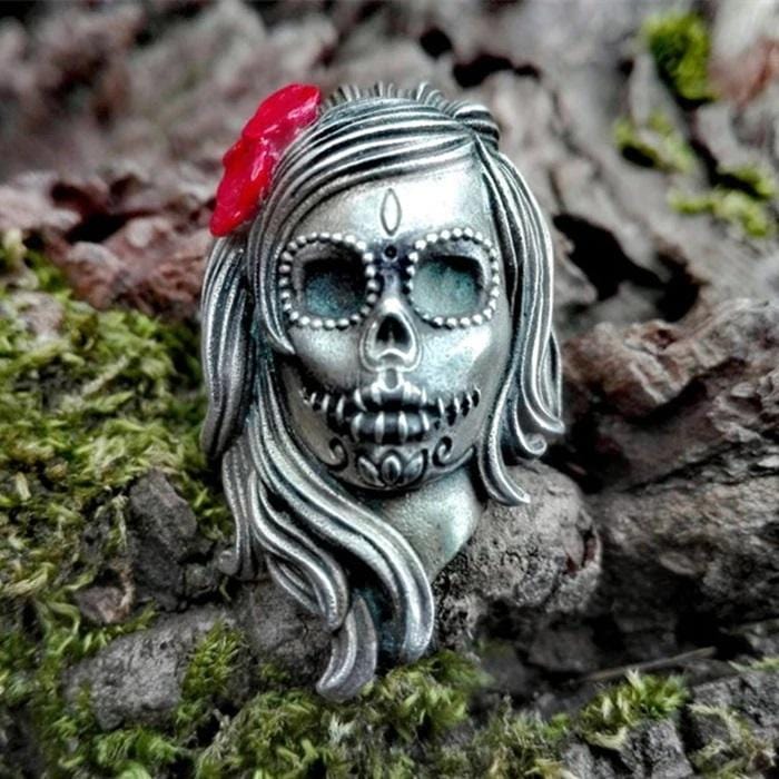 Catrina Muertos Skull Ring