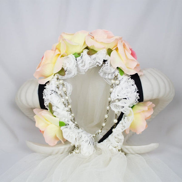 Gothic Horn Headdress and optional veil (white)