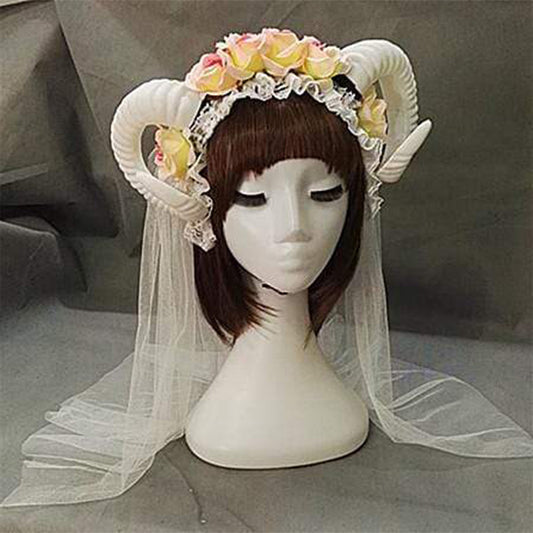 Gothic Horn Headdress and optional veil (white)