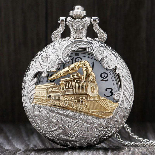 Gold Train Steampunk Necklace