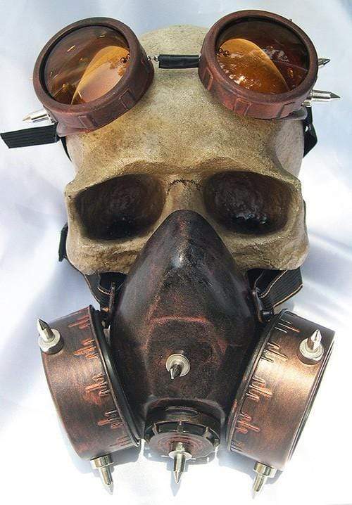 STEAMPUNK Nuclear Fall Out Spiked Respirator Gas Mask & Goggles
