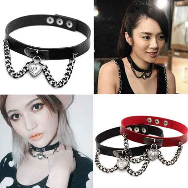 Chained Lock Heart Choker