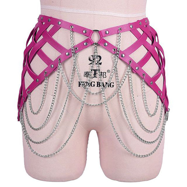 Katriona Leather Belt With Chains