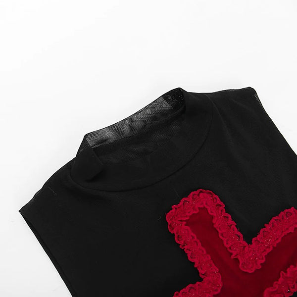Lisha Lace Cross Sleeveless Top