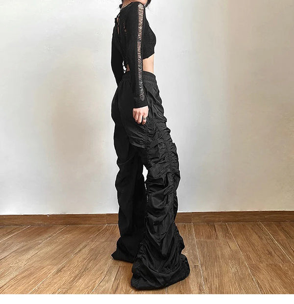 Grunge Ruched Drawstring Pants
