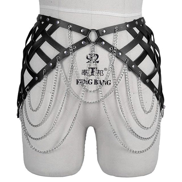 Katriona Leather Belt With Chains