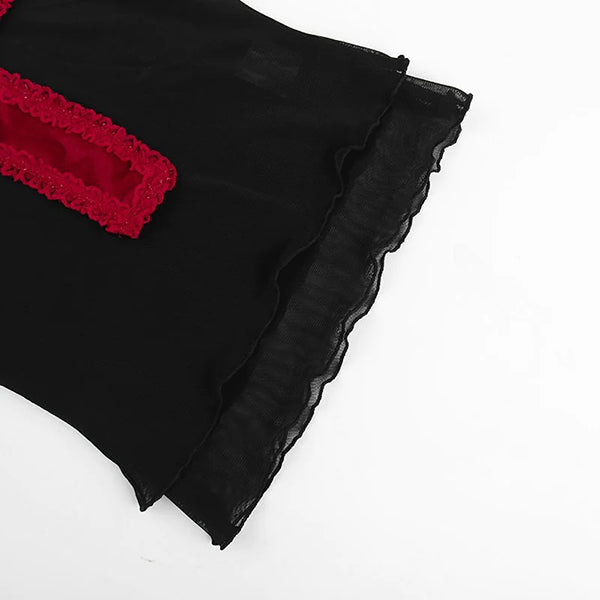 Lisha Lace Cross Sleeveless Top