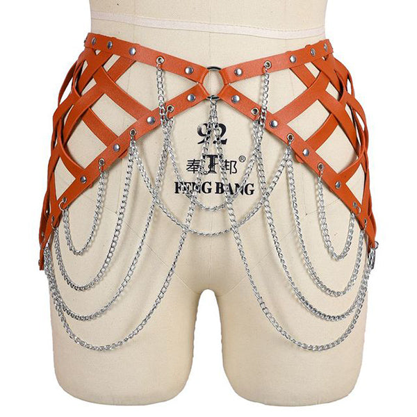 Katriona Leather Belt With Chains