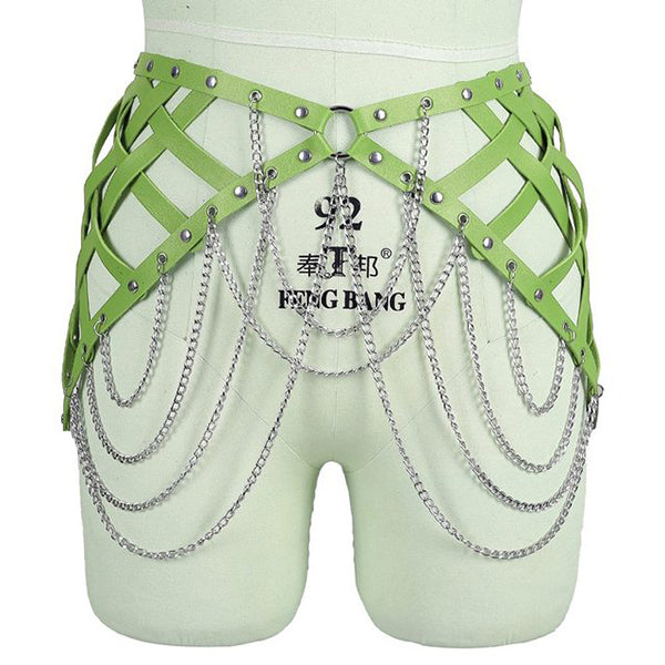 Katriona Leather Belt With Chains