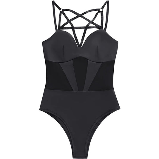 Gothic Pentagram Mesh Bodysuit