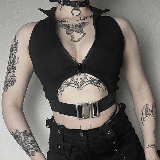 Cyberpunk Buckle Crop Top