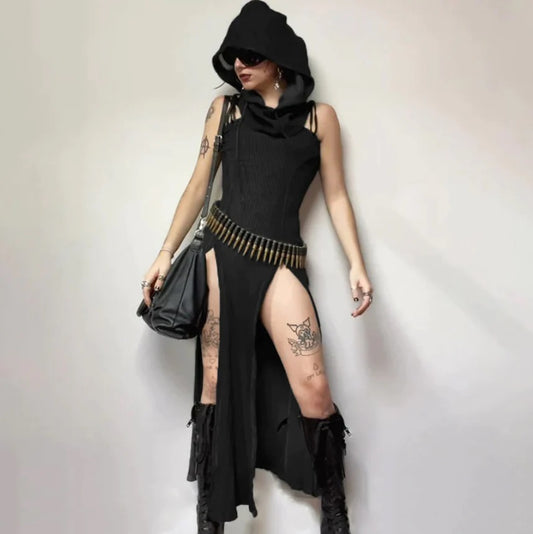 Marcella Hooded High Slit Dress