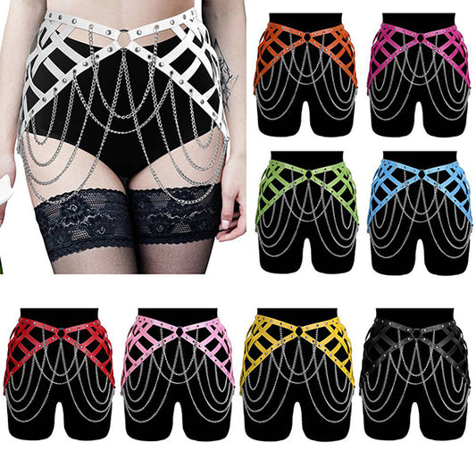 Katriona Leather Belt With Chains