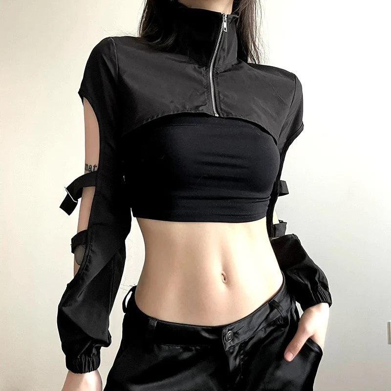 Feronia Buckle Sleeves Bolero Top