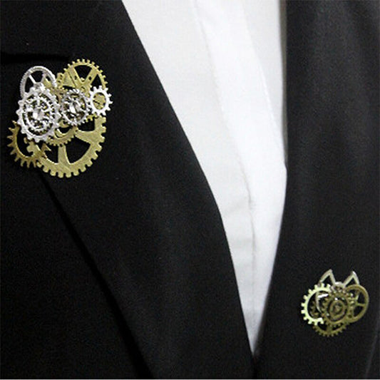 Vintage Punk Metal Gears Brooch