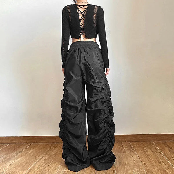 Grunge Ruched Drawstring Pants