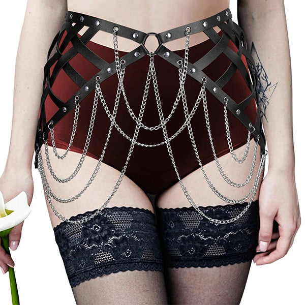 Katriona Leather Belt With Chains