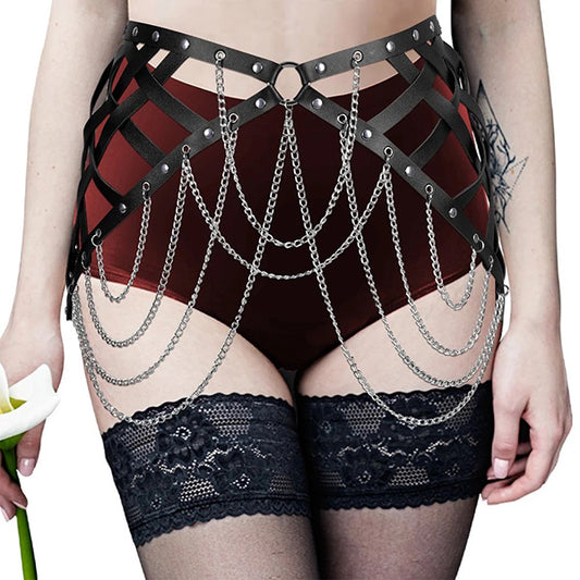 Katriona Leather Belt With Chains