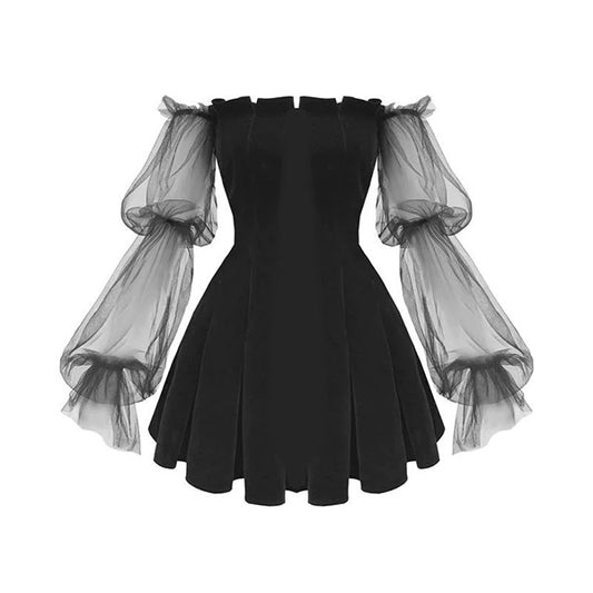 Anne Lantern Sleeve Mini Dress