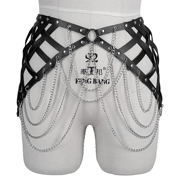 Katriona Leather Belt With Chains