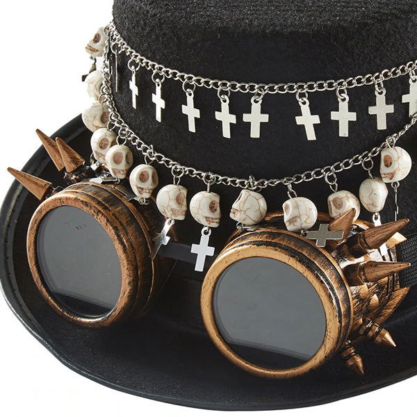 Steampunk Cross Magician Hat With Glasses