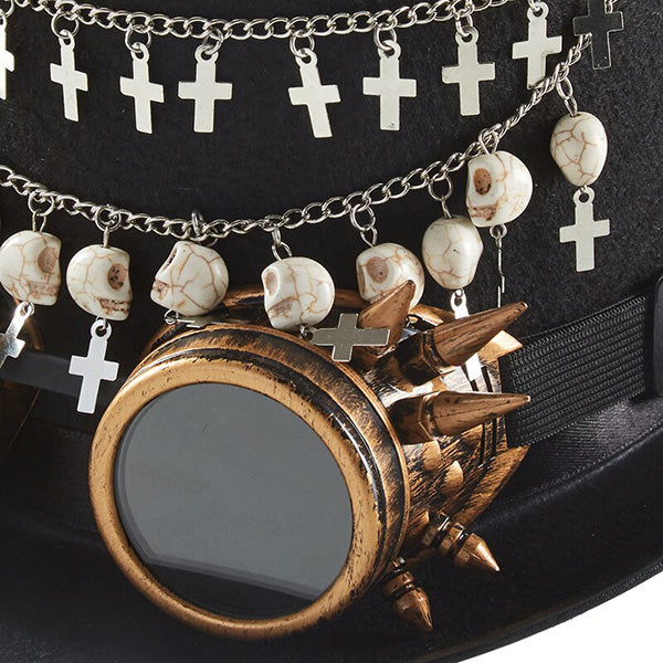 Steampunk Cross Magician Hat With Glasses