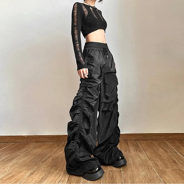 Grunge Ruched Drawstring Pants