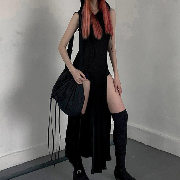 Marcella Hooded High Slit Dress