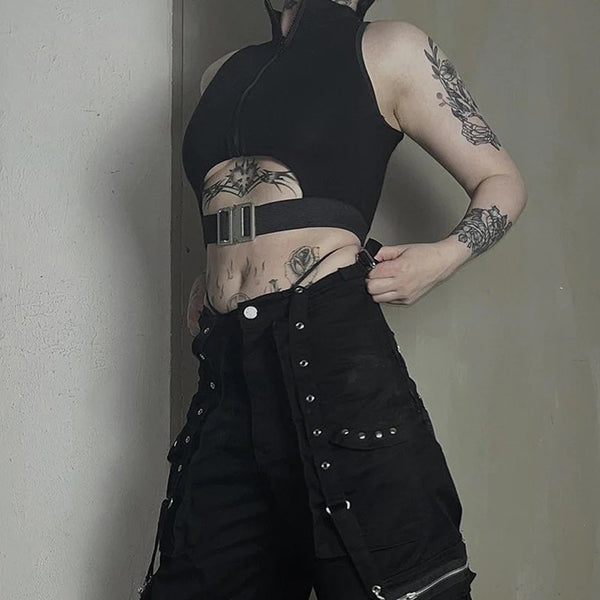 Cyberpunk Buckle Crop Top