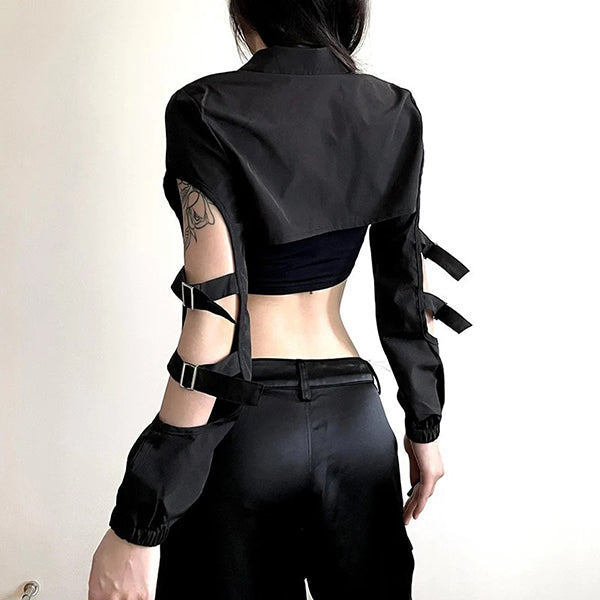 Feronia Buckle Sleeves Bolero Top